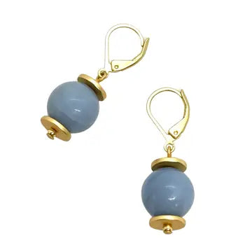 Blue Jade & Gold Earrings