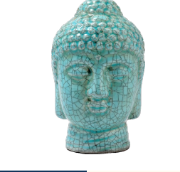 Blue Crackle Buddha Head