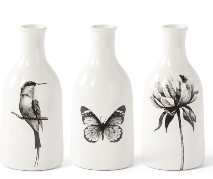 Wht Ceramic Bottle Vase Asstd