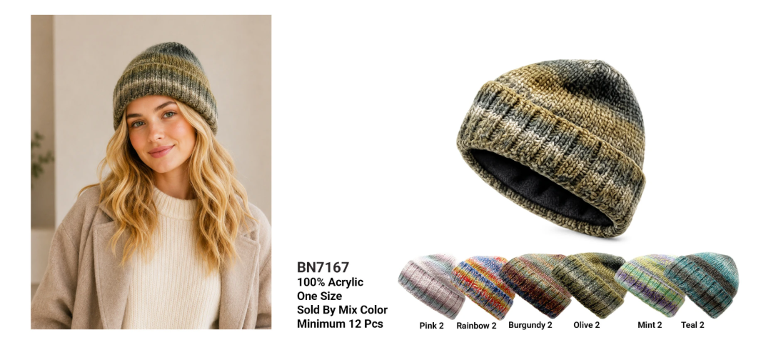 BN7167 Stripe Beanie Asstd