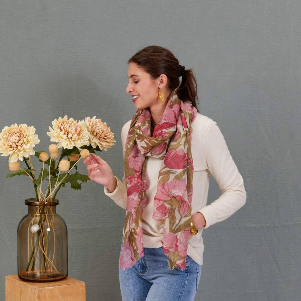 Poppies Pink Scarf