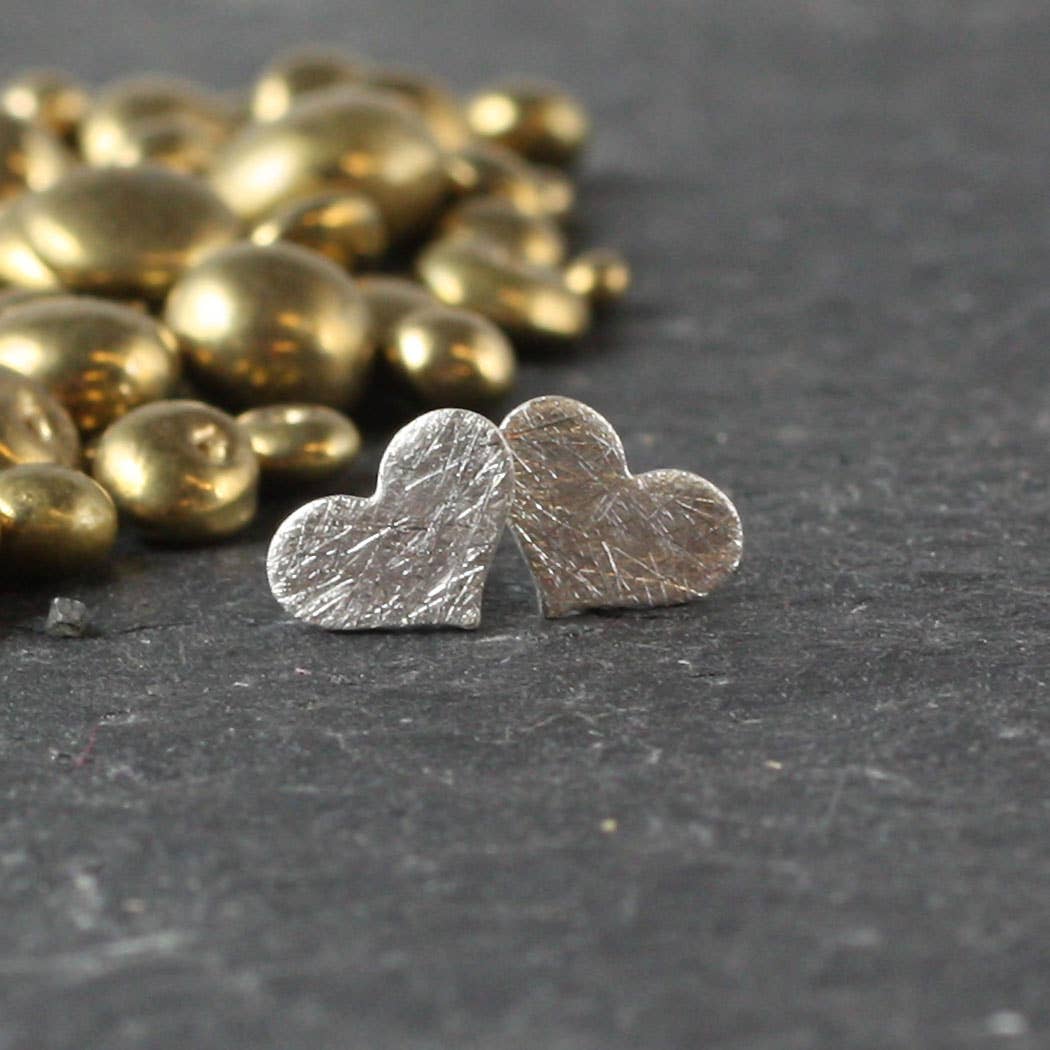 Tiny Flat Heart Post Earrings