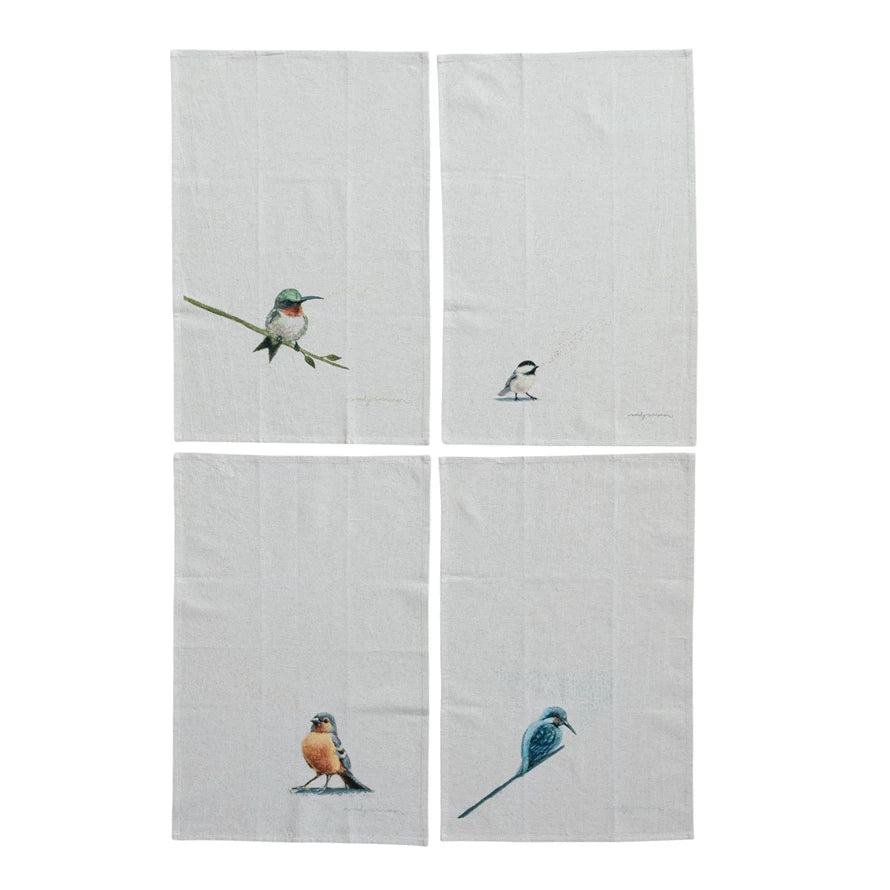Cotton/Linen Bird Towel Asstd