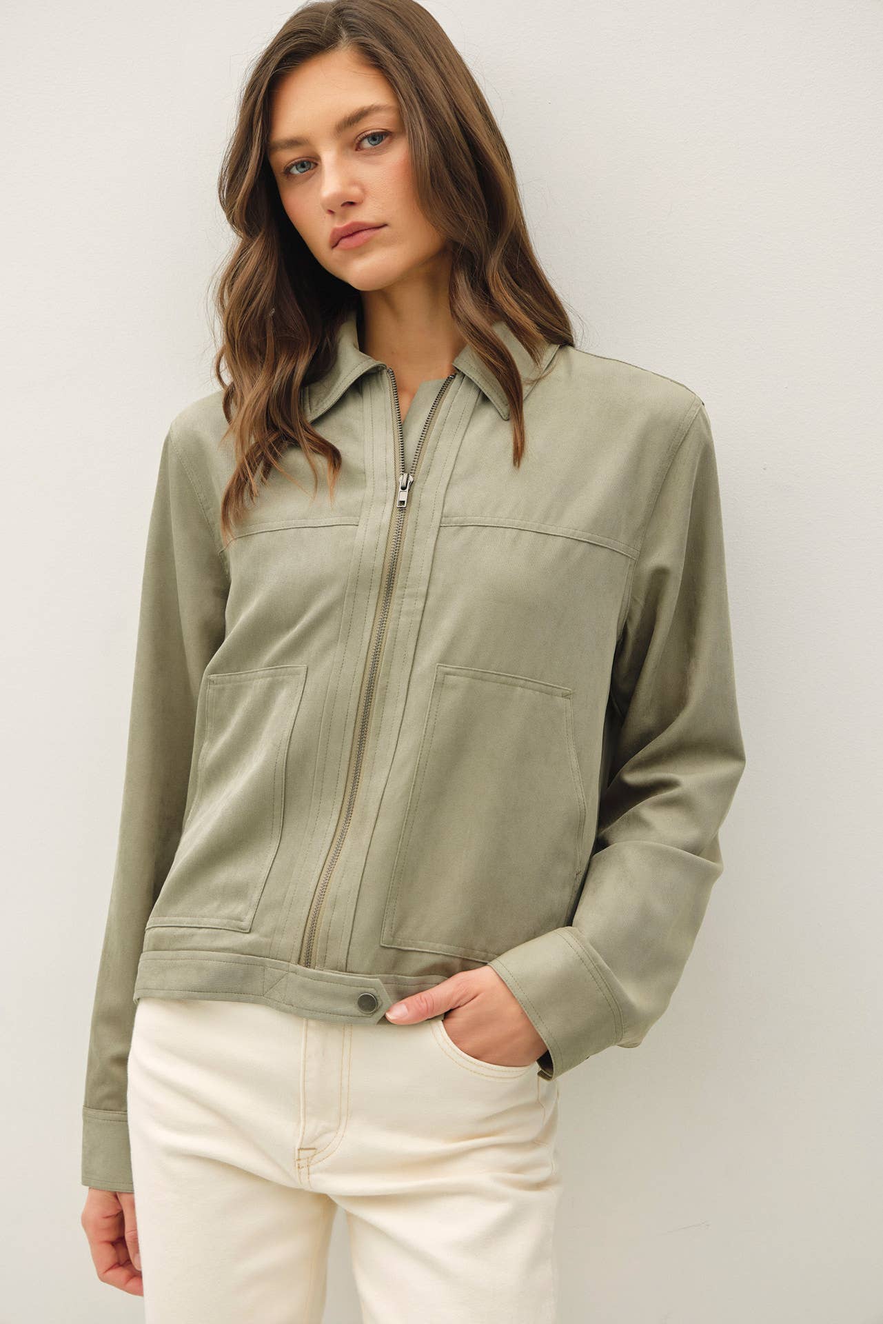 Zip Jacket Faux Suede