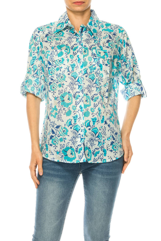 Blue Floral Shirt