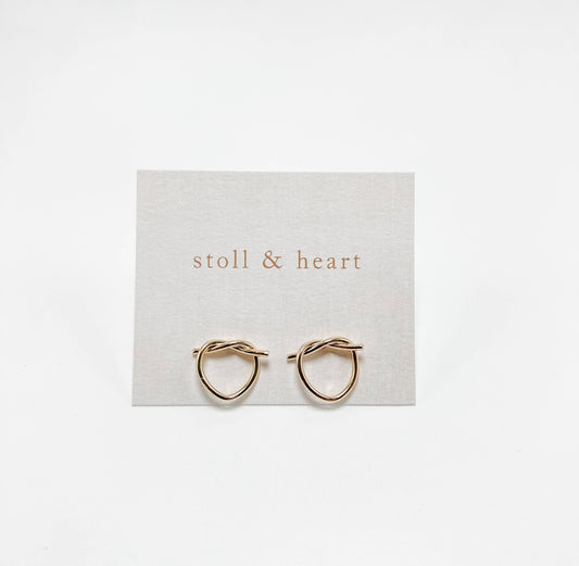 Heart Knot Studs Gold
