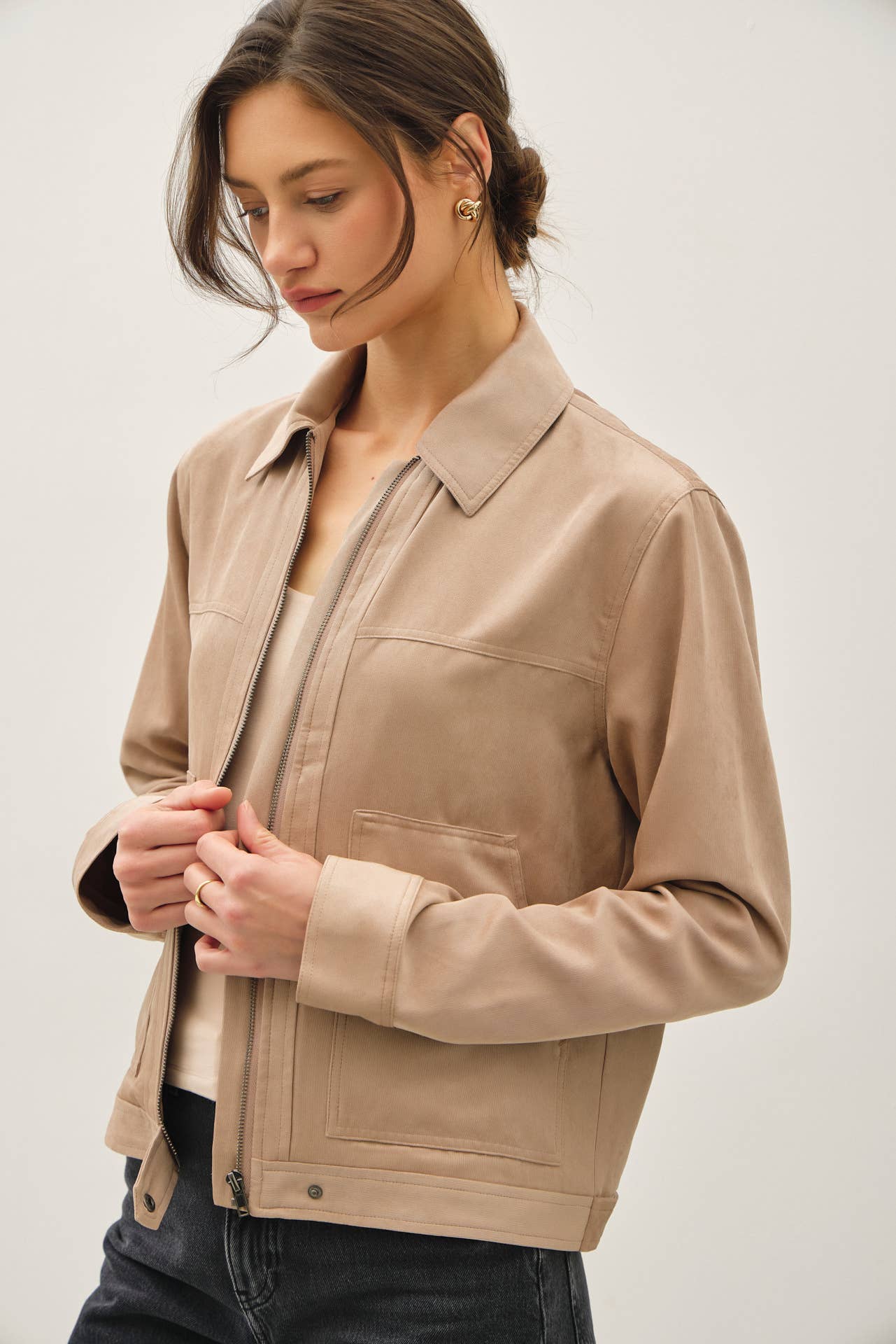 Zip Jacket Faux Suede