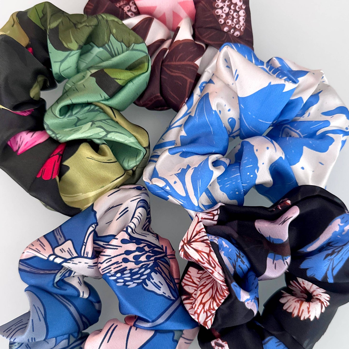 Electric Garden Silk Scrunchie