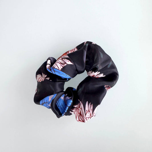 Midnight Garden Silk Scrunchie