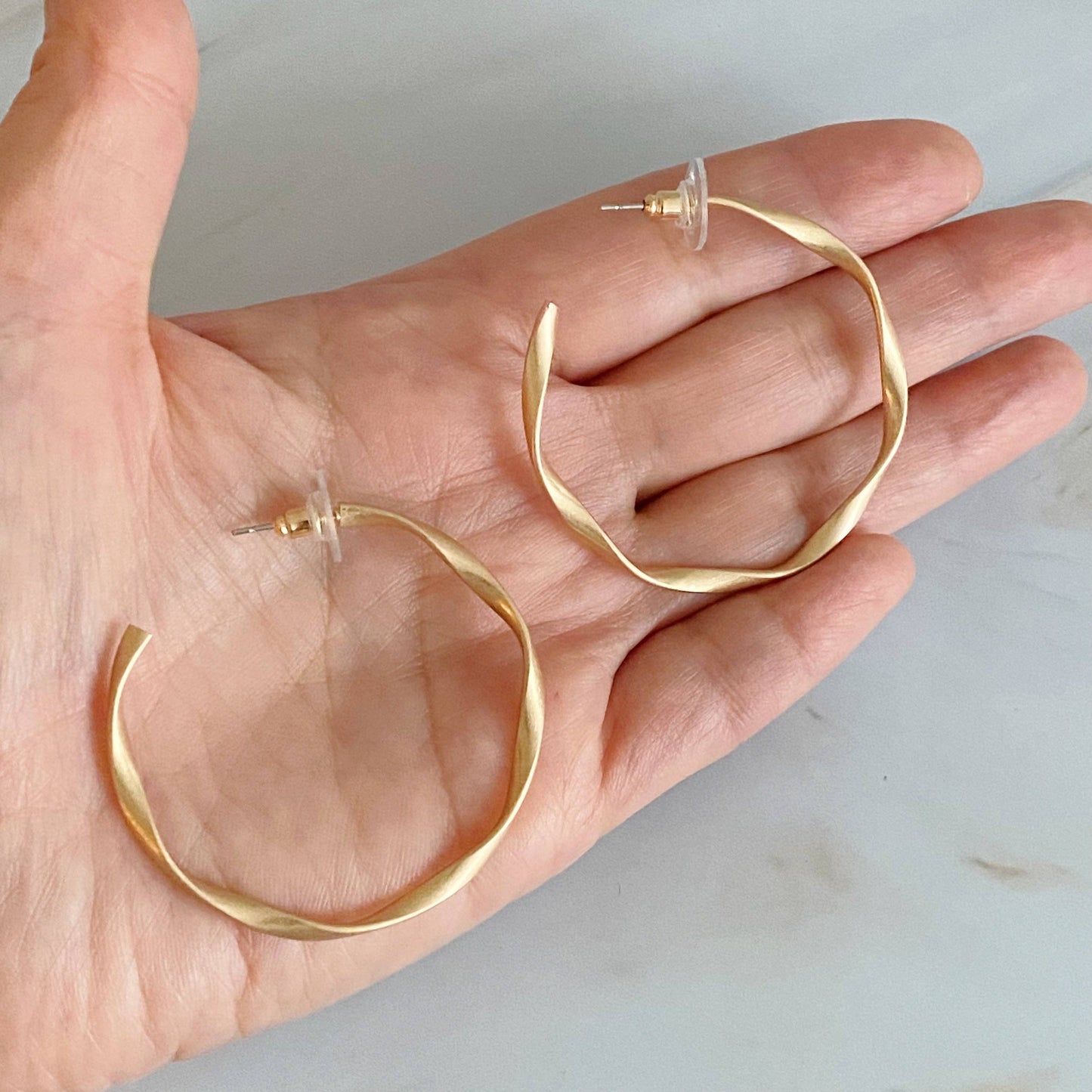 Gold Wave Hoop Earrings