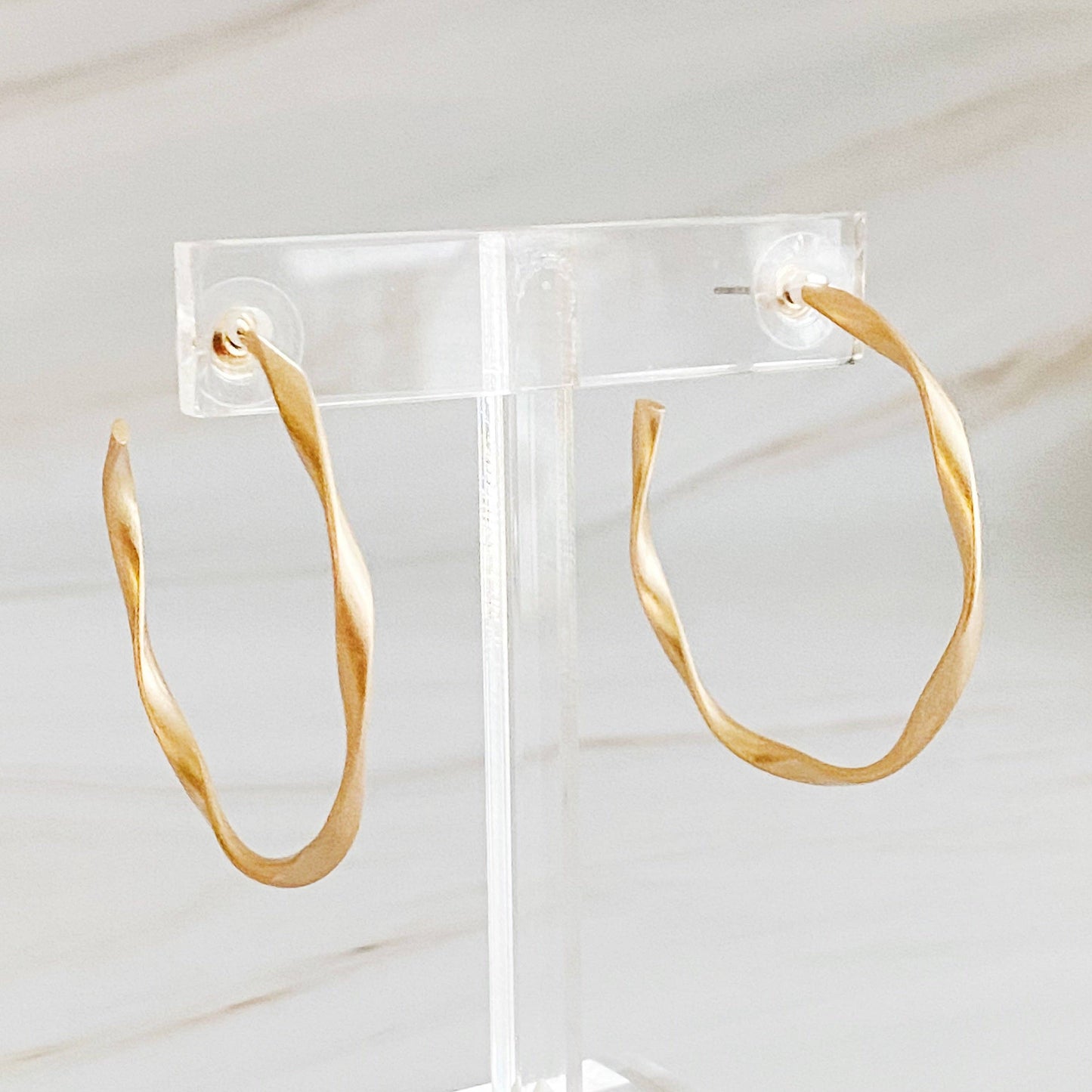 Gold Wave Hoop Earrings