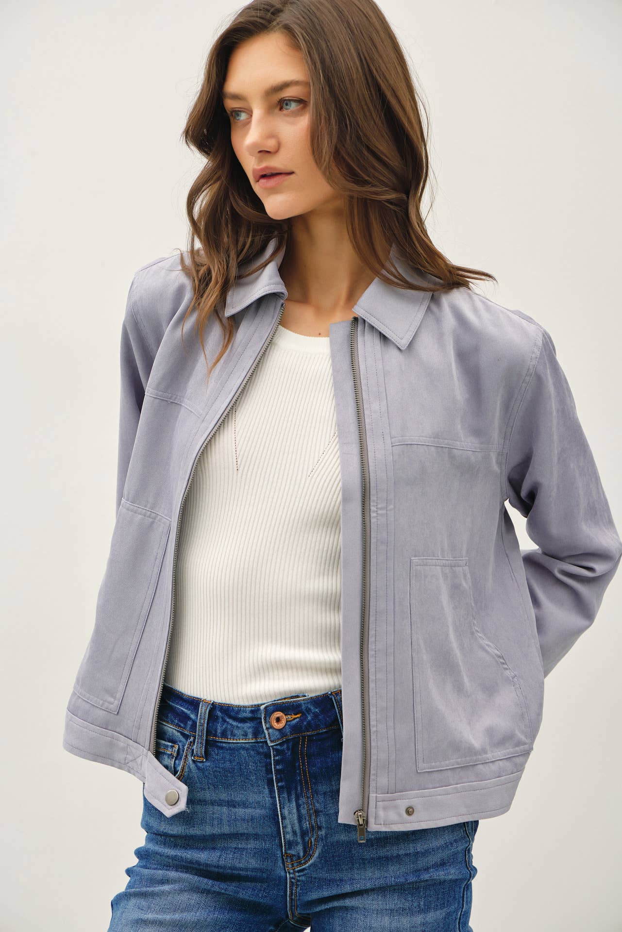 Zip Jacket Faux Suede