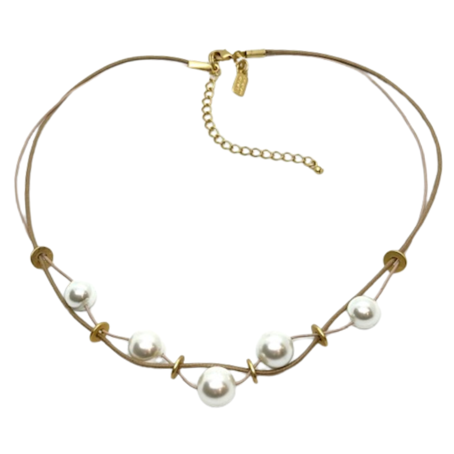 Pearl and Gold Disk Necklace