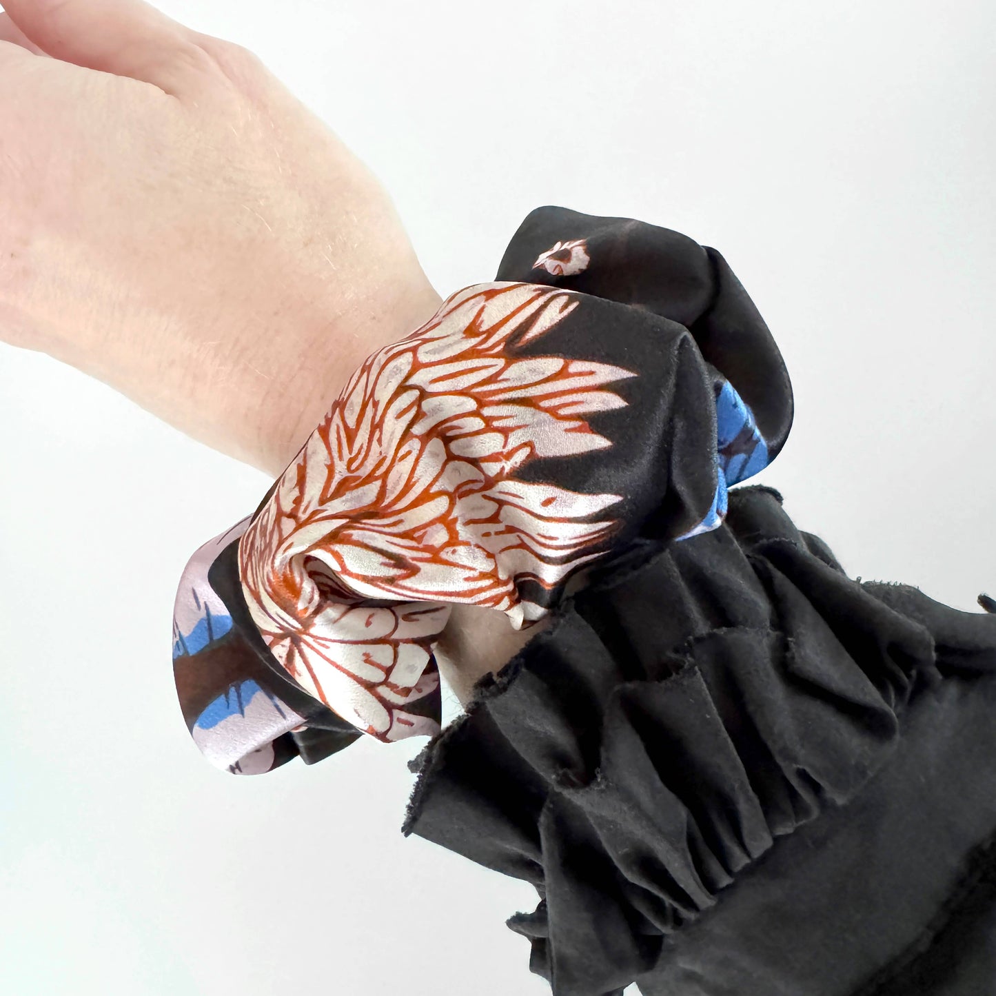 Midnight Garden Silk Scrunchie