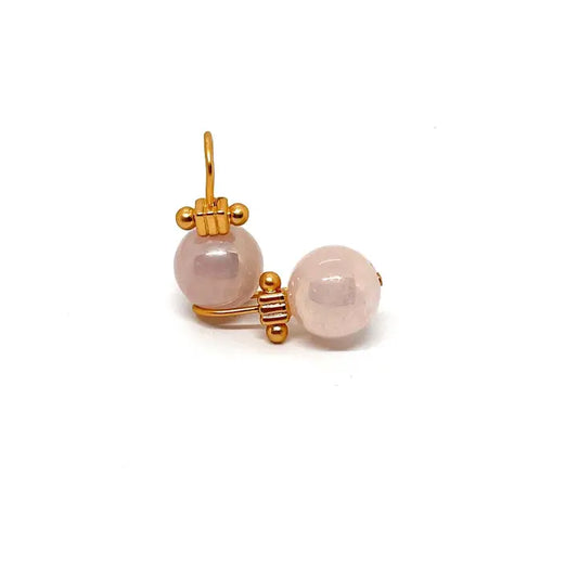 Matte Gold Rose Quartz Earring