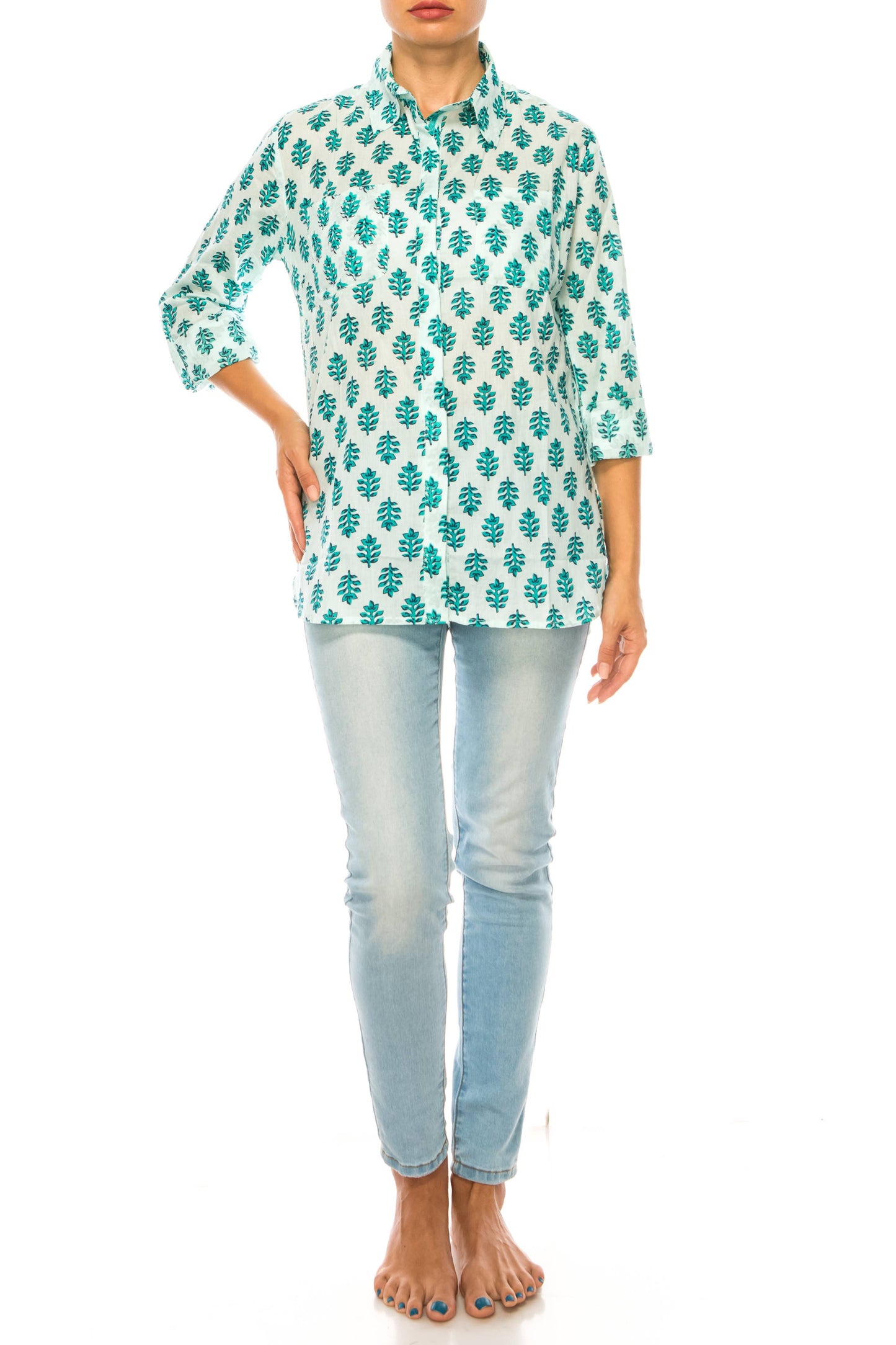 Blue Leaves Floral Shirt