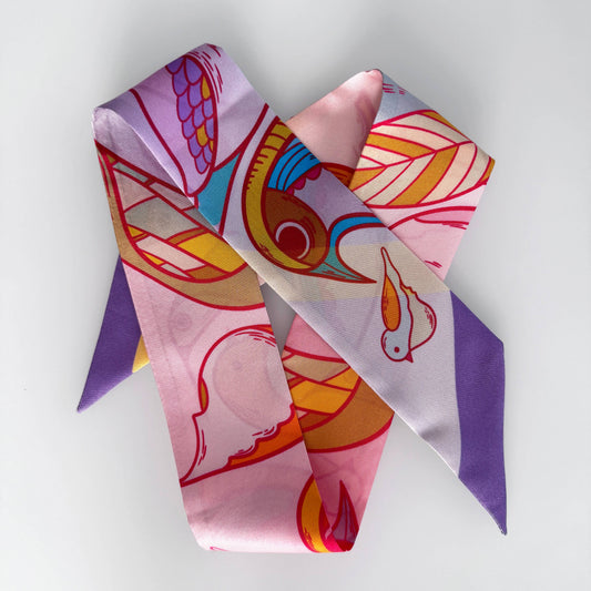 Silk scarf Rainbow Bird