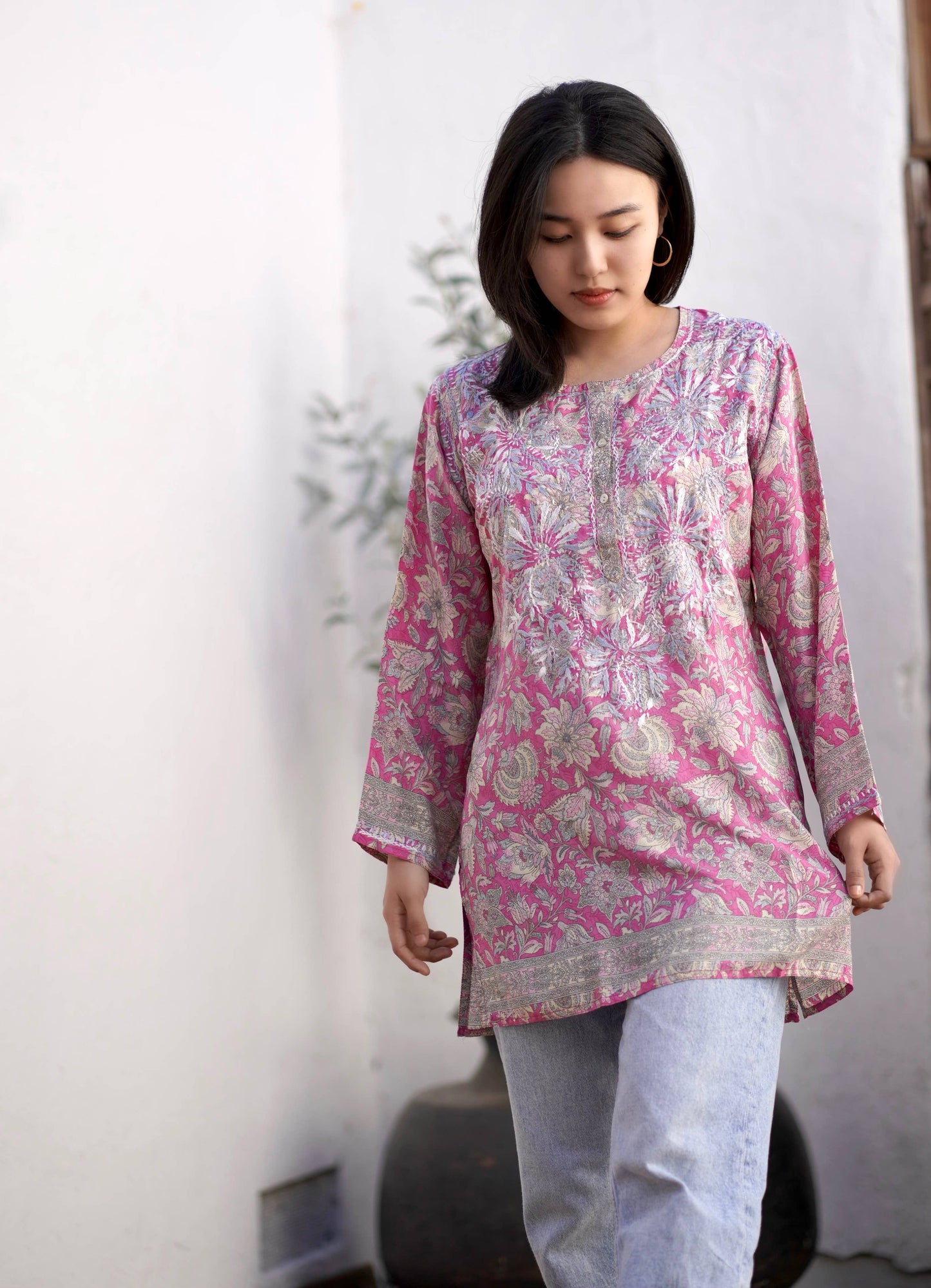 Tunic Pink Embroidered