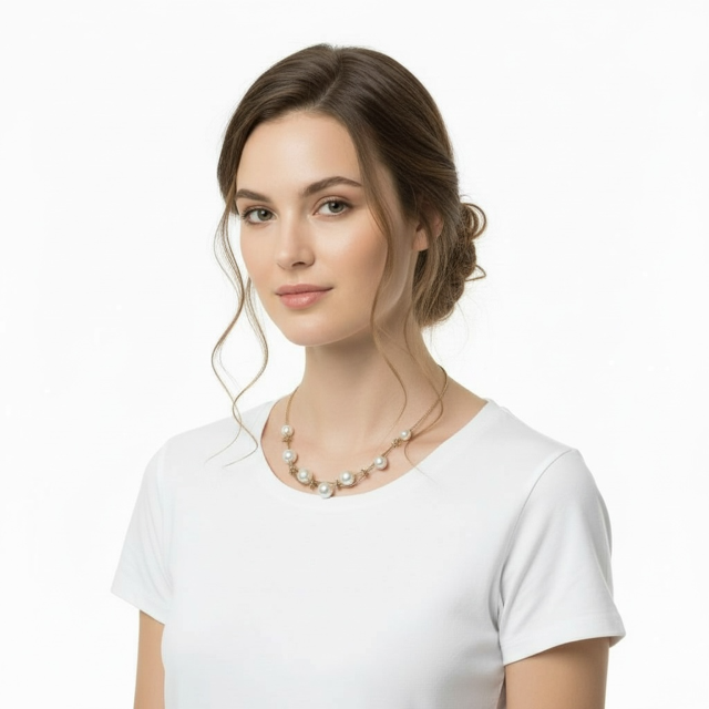 Pearl and Gold Disk Necklace