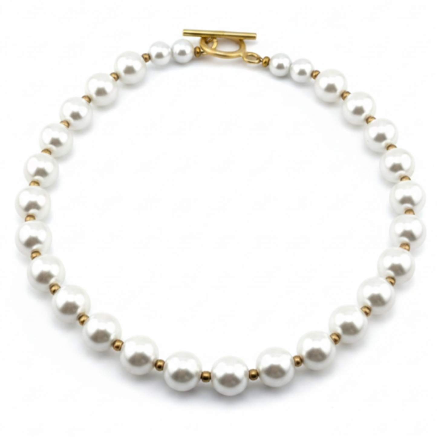Pearl Necklace Gold Bead