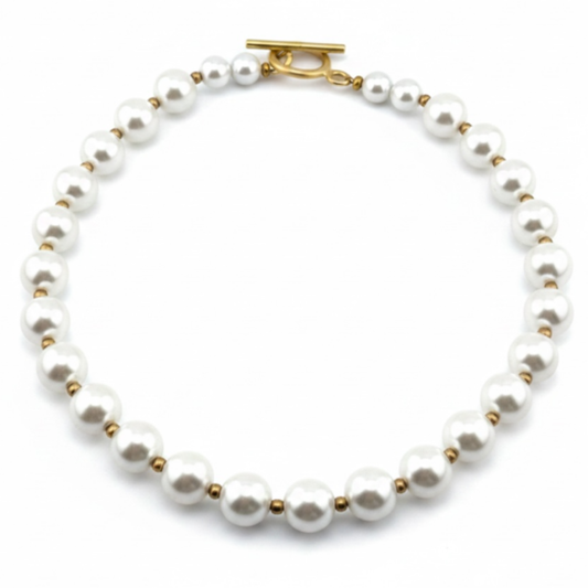 Pearl Necklace Gold Bead