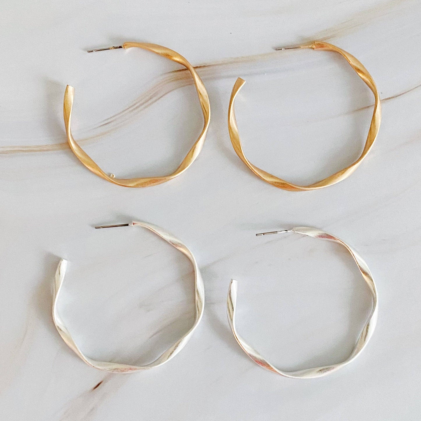 Gold Wave Hoop Earrings