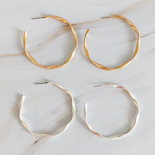 Gold Wave Hoop Earrings