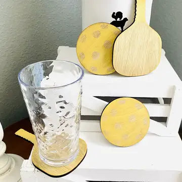 Pickleball Wood Coasters s/4