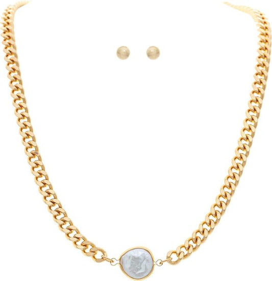 N2951G Necklace Gold Chain Pearl
