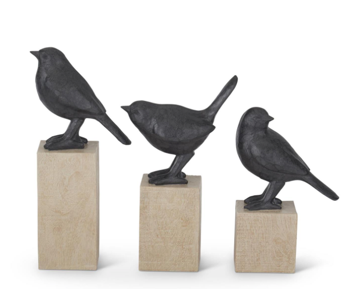 Resin Bird on Wood S/3