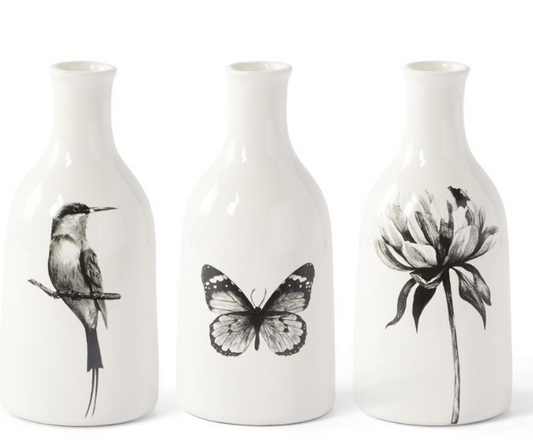 Wht Ceramic Bottle Vase Asstd