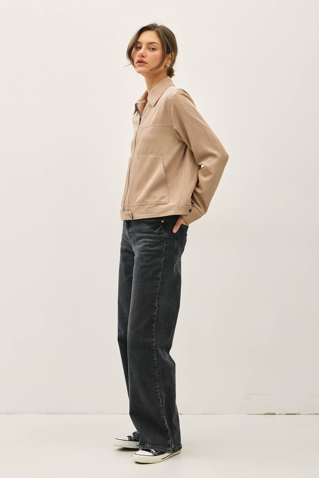 Zip Jacket Faux Suede