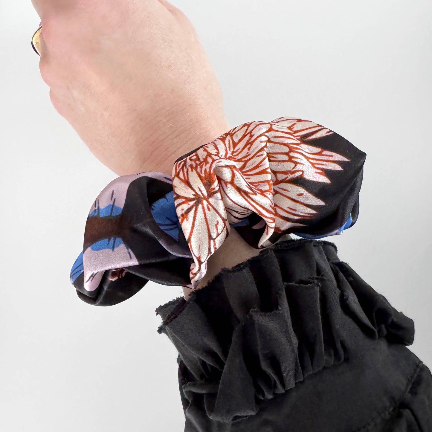 Midnight Garden Silk Scrunchie