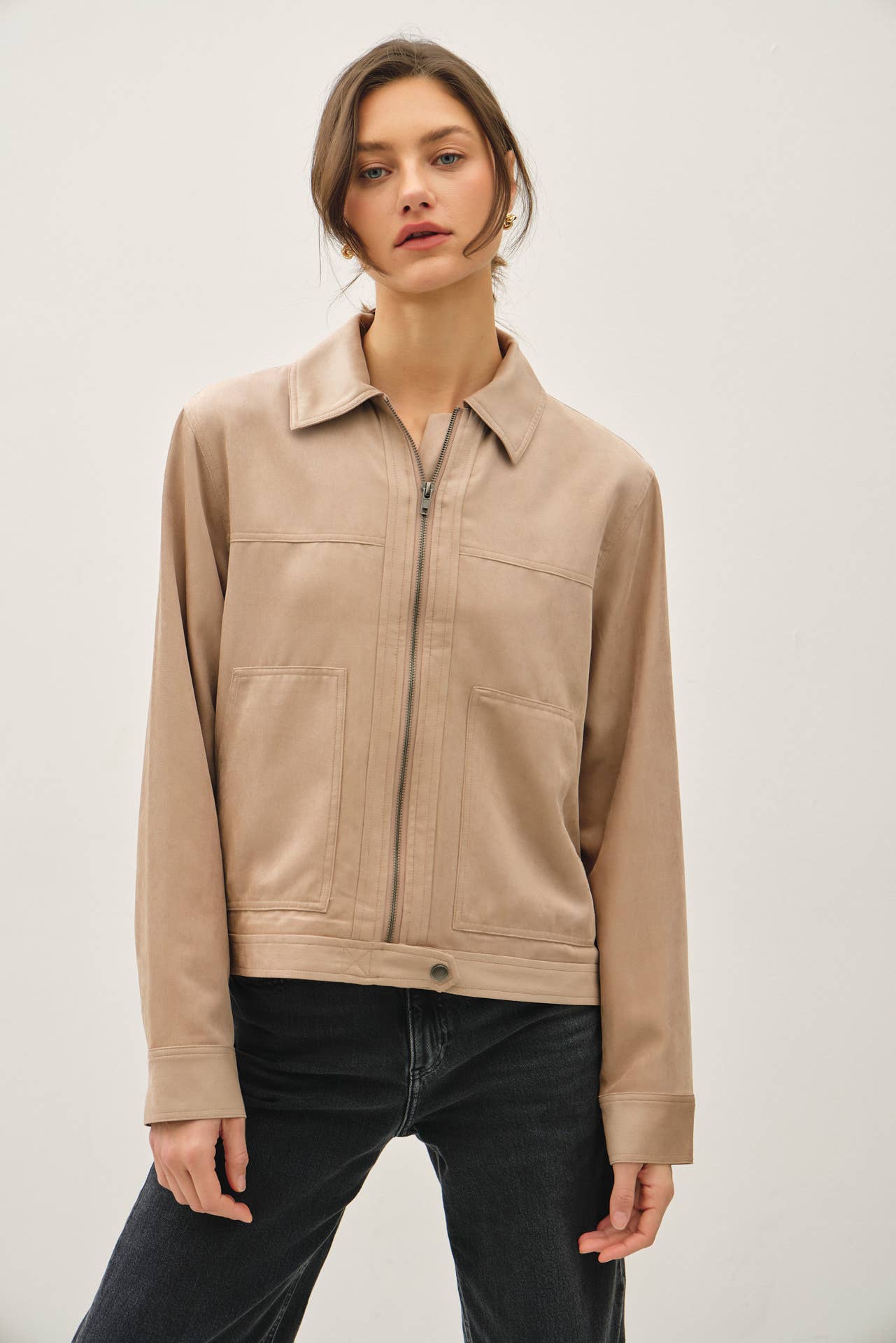 Zip Jacket Faux Suede