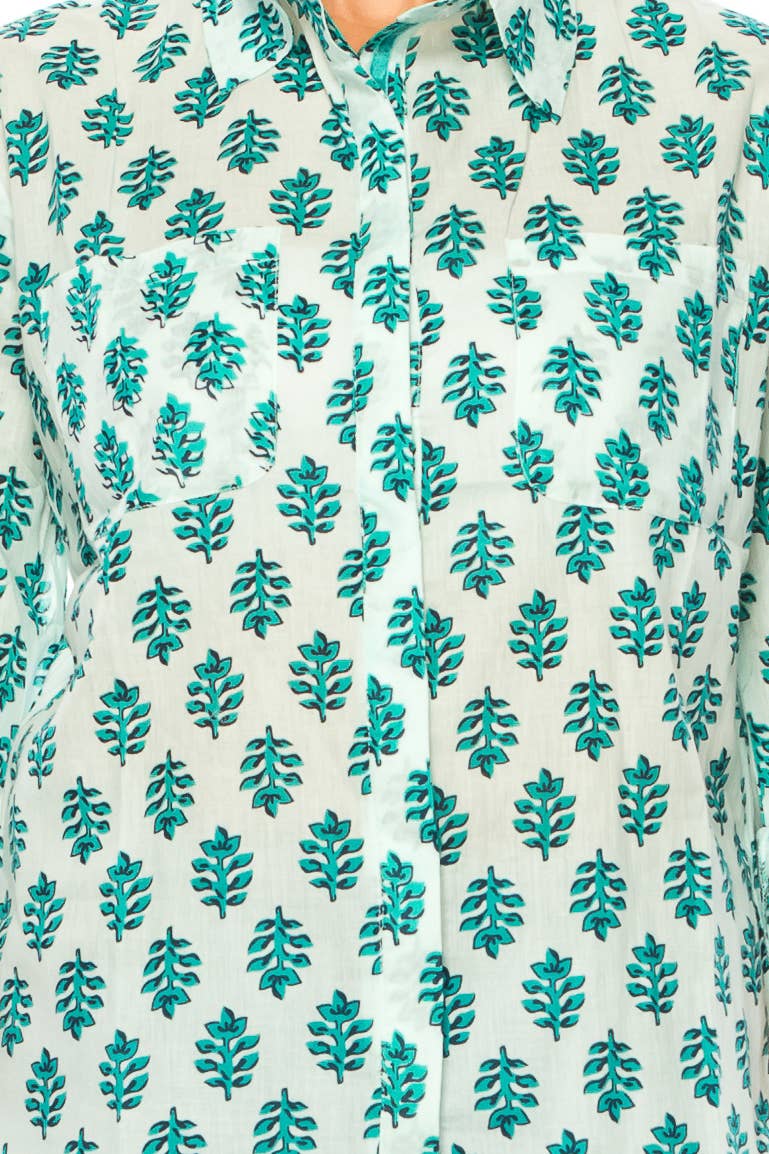 Blue Leaves Floral Shirt