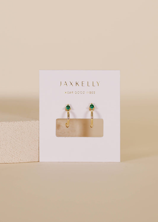 Earring - Mini Emerald Hoop