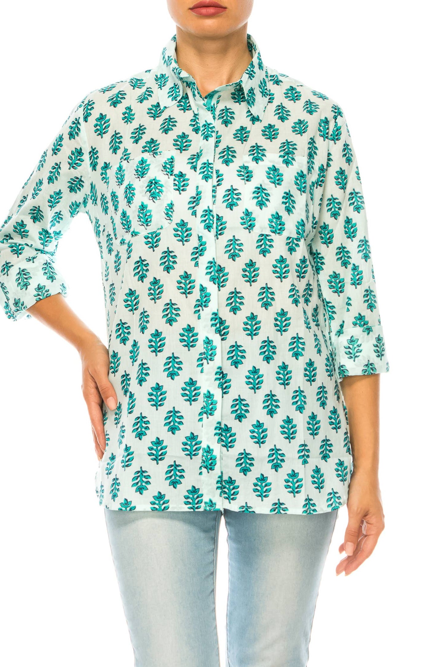 Blue Leaves Floral Shirt