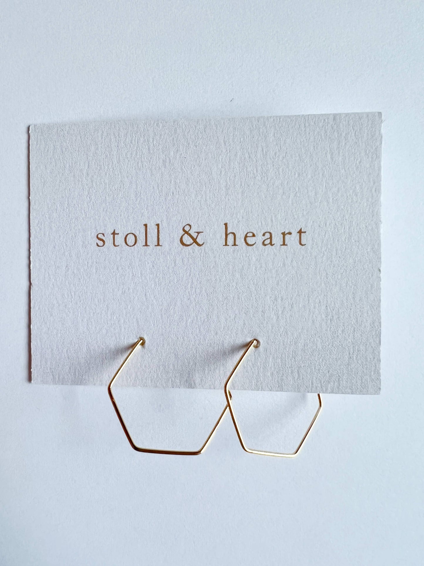 Sm Gold Hex Hoops