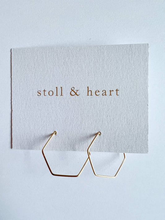 Sm Gold Hex Hoops