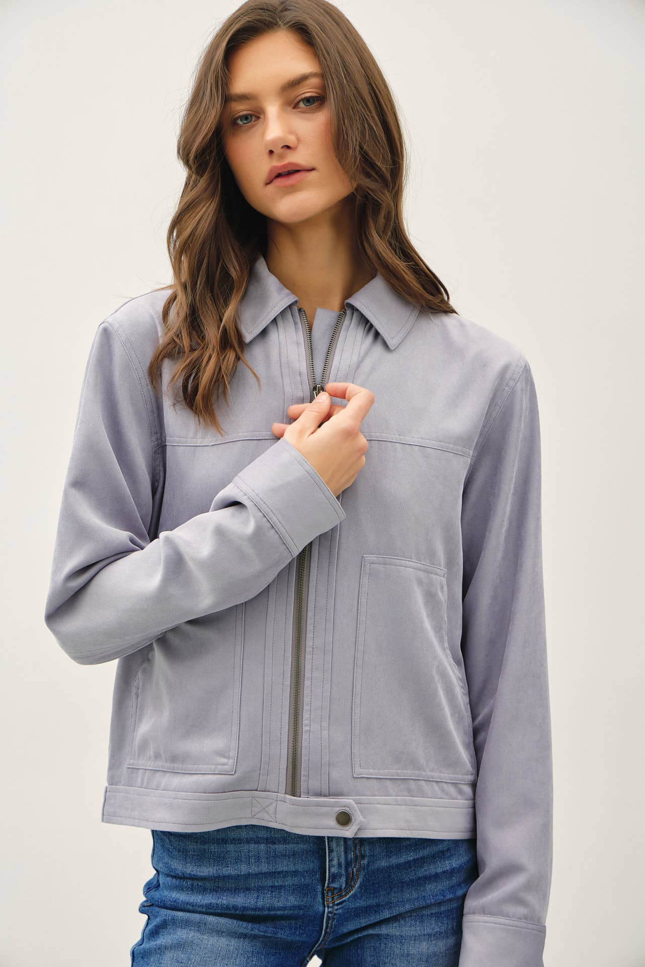 Zip Jacket Faux Suede