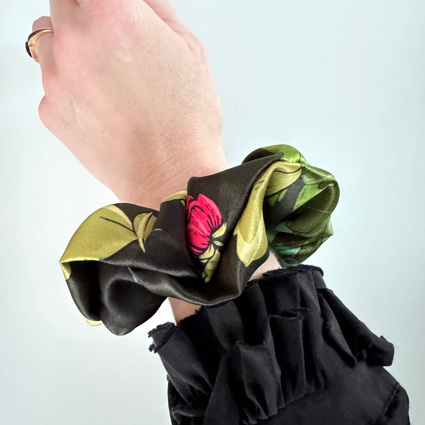 Peony Garden Silk Scrunchie