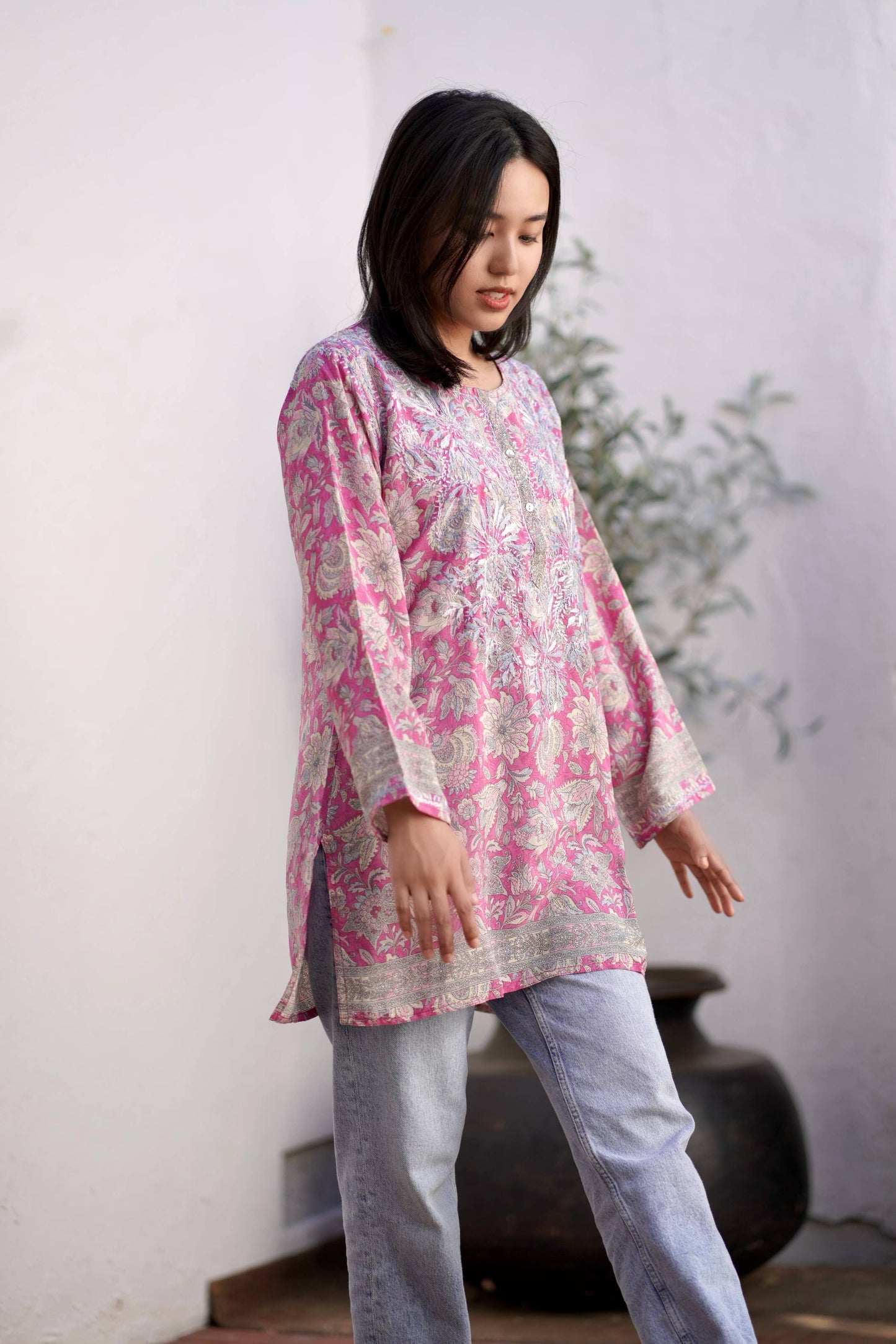 Tunic Pink Embroidered