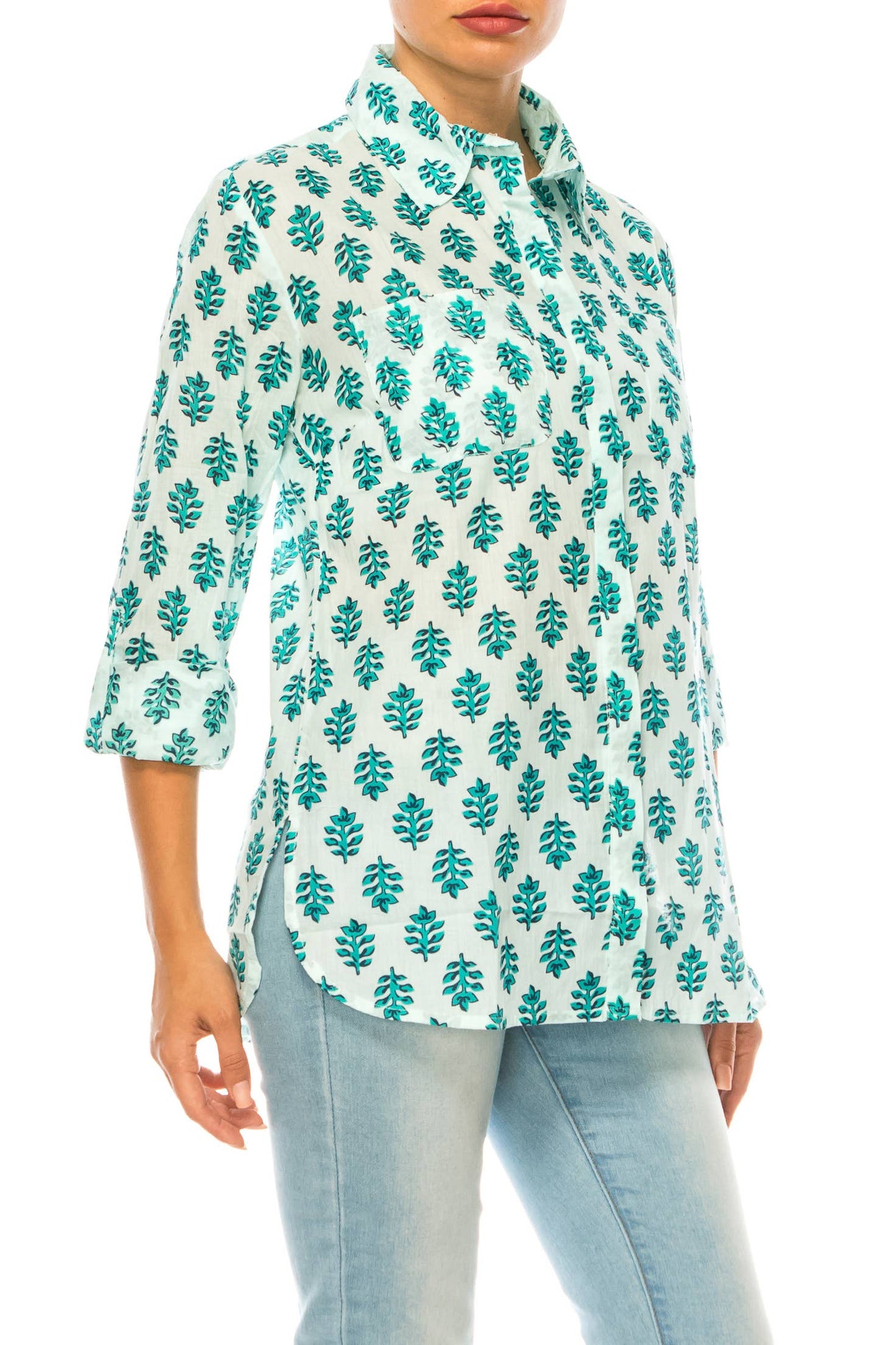Blue Leaves Floral Shirt