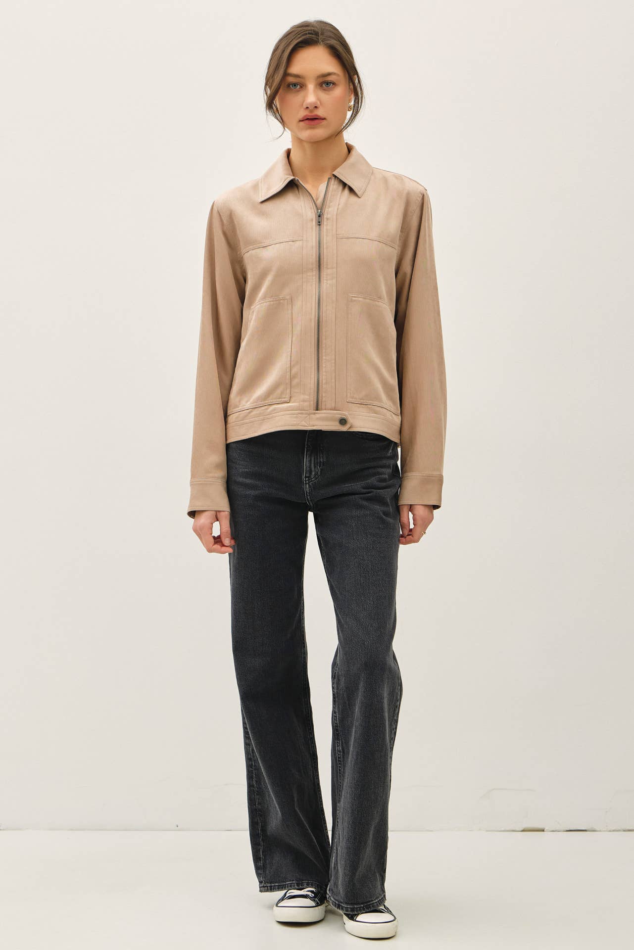 Zip Jacket Faux Suede