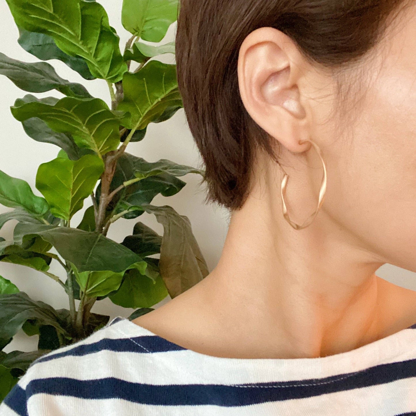 Gold Wave Hoop Earrings