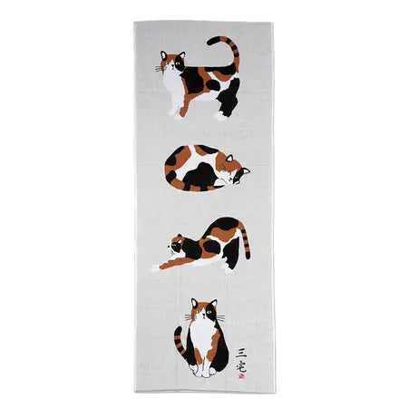Tenugui Cat Poses Wall Hanging