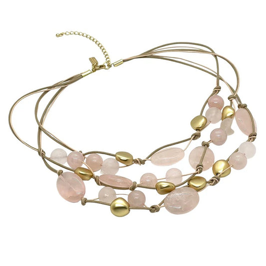 Rose Quartz Torsade Necklace